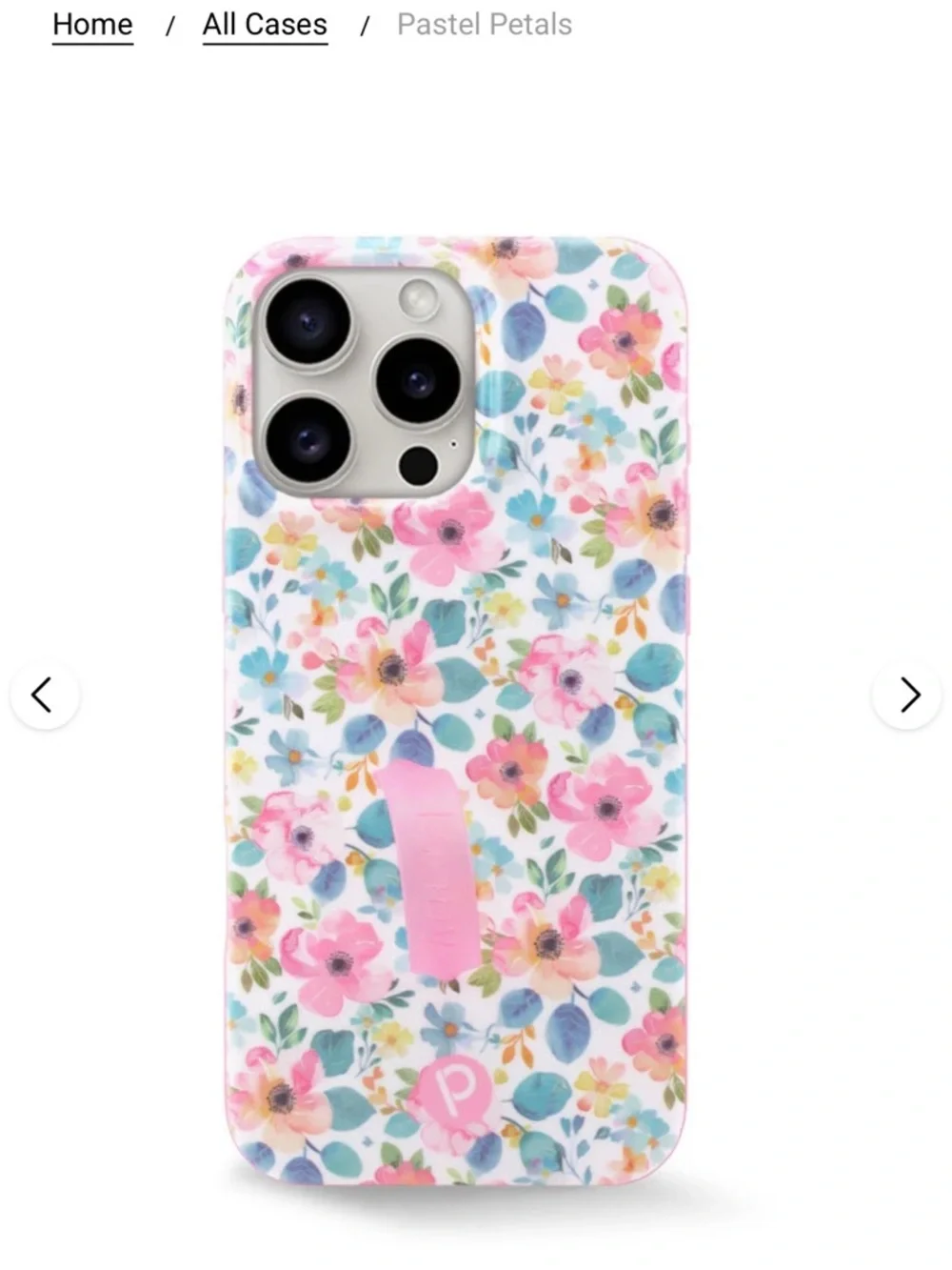 Loopy Case - 16 Pro Max - Pastel Floral Phone Case with Pink Grip